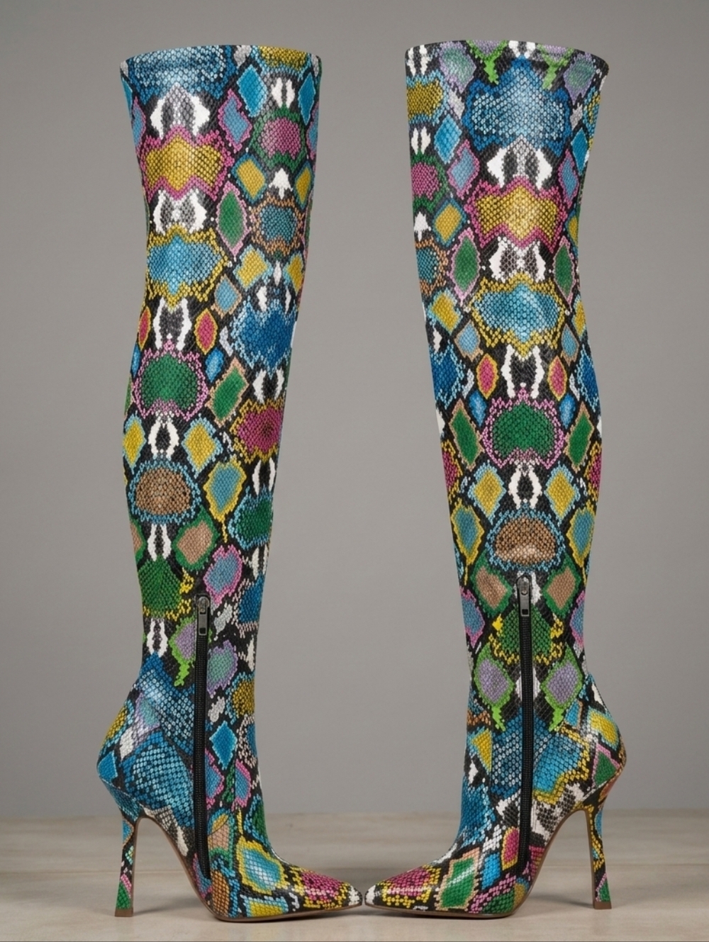 Steve Madden Multicolor Snakeskin Over-the-Knee Boots